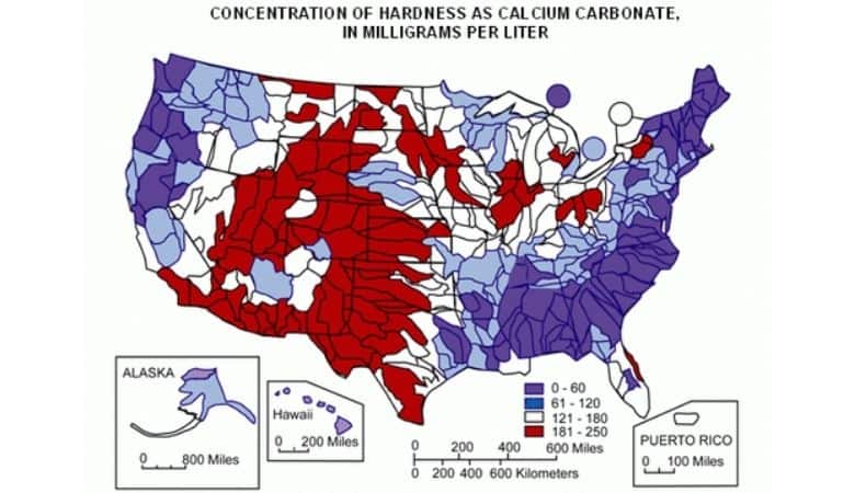 Water hardness map